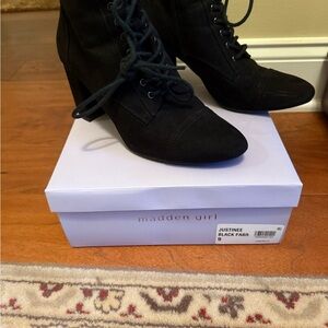 Madden Girl Black Lace-Up Heeled Boots